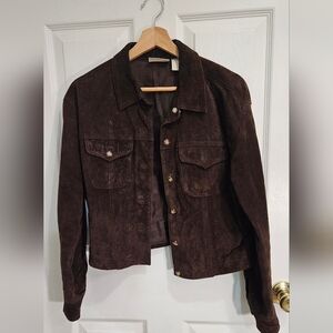 Liz Claiborne Lizwear Petite Genuine Pig Suede Leather Jacket - Dark Brown